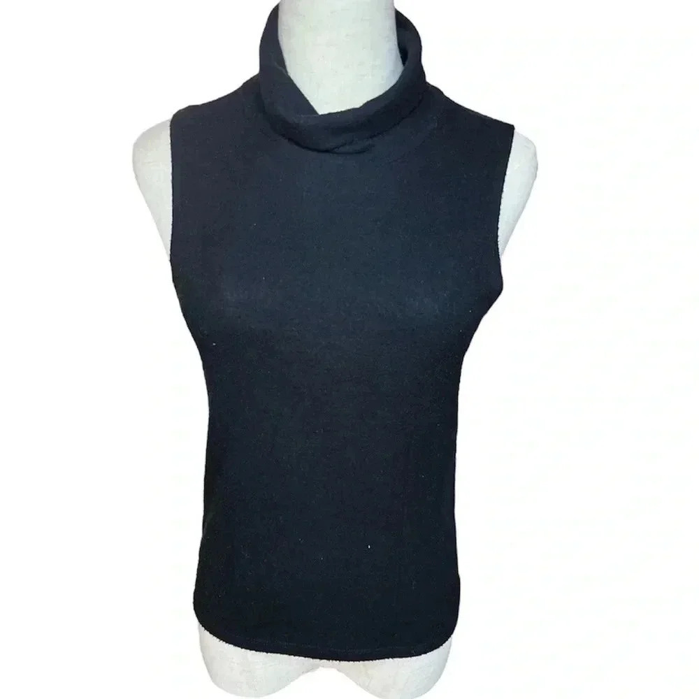 Project Social T Soft Black Mock Neck Sleeveless Top S
